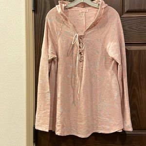 NWOT Maronie size L lace print drawstring hooded top dusty pink